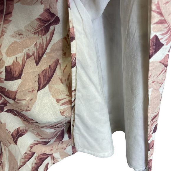 House of Harlow 1960 Womens Large Dress Midi Pink Floral Leaves Puff Sleeves - Picture 10 of 13